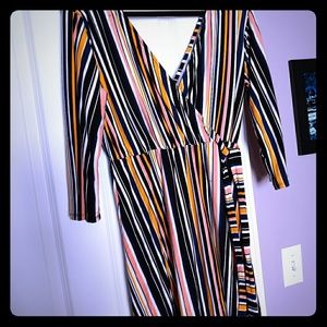 Stripped Wrap Dress